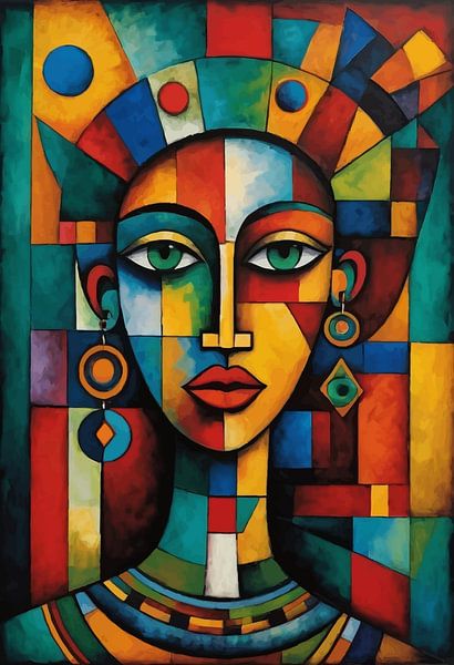 Abstract African Cubist Woman Art Portrait by MIROKKU