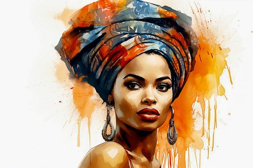 Afrikaanse schoonheid vrouw kunst geschilderd