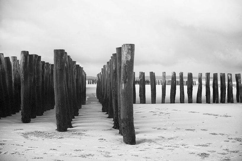 Breakwaters on the beach near Wissant (Opal coast France) by Birgitte Bergman