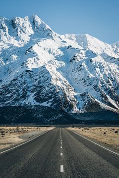 De weg naar Mount Cook National Park, Nieuw-Zeeland