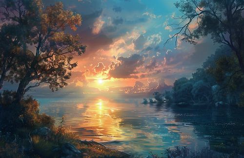 Enchanting lake awakening