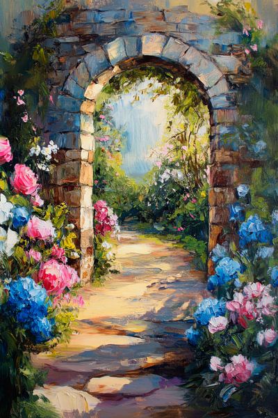 Chemin de jardin fleuri par Poster Art Shop