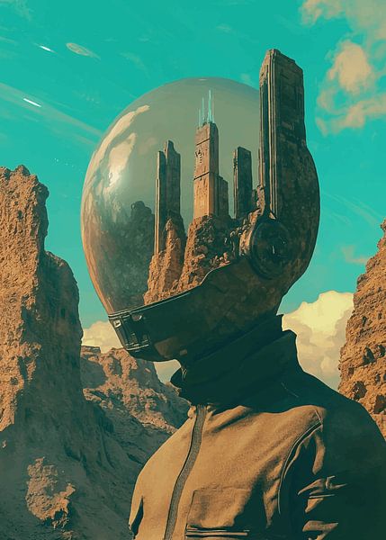 Ville futuriste en casque spatial par Pixelbull Design