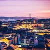 Lissabon - Skyline bij zonsondergang van Alexander Voss