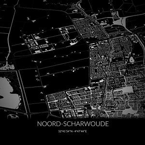 Zwart-witte landkaart van Noord-Scharwoude, Noord-Holland. van Rezona