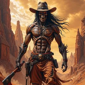 NECROWARD – Een Grim Reaper cowboy wandelt met een bijl door de steppe van INFERAURUM