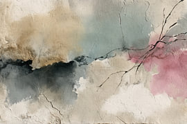 Silence entrelacé - Tableau apaisant dans les tons beige et rose sur Joriali Art abstrait