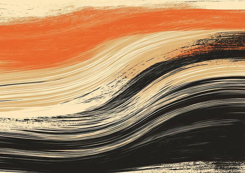 Sunset | Orange Waves by Modern Collection