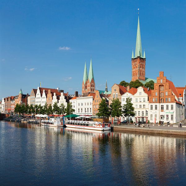 View over the Stadttrave to the old town of Lübeck, Schleswig Holstein, Germany by Markus Lange