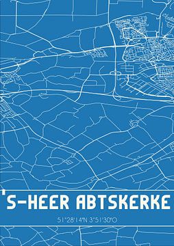 Blaupause | Karte | 's-Heer Abtskerke (Zeeland) von Rezona