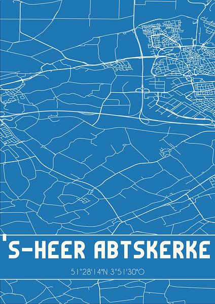 Blueprint | Map | 's-Heer Abtskerke (Zeeland) by Prints of Place