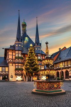 Rathaus von Wernigerode zur Weihnachtszeit von Michael Abid