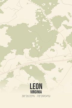 Vintage landkaart van Leon (Virginia), USA. van MijnStadsPoster
