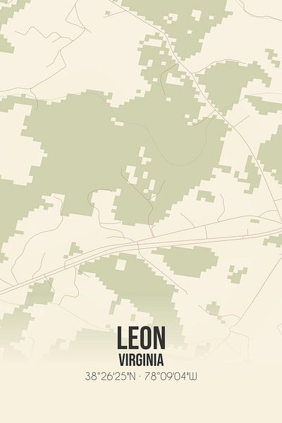 Carte ancienne de Leon (Virginie), USA. par Affiches de lieux