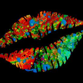 Des lèvres multicolores sur Fred Odle