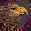 Aigle en style Street Art Regard puissant en géométrie sur Eva Lee