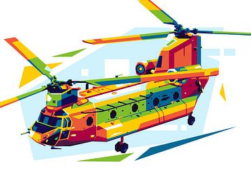 CH-47 Chinook Helicopter in Pop Art van Lintang Wicaksono