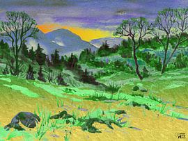 De Blue Mountains achter het sprookjesbos van Norbert Hergl