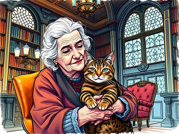 Oudere vrouw met haar kat