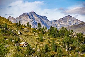 Eine Jagdhütte vor der Kulisse des Rauriser Sonnblicks