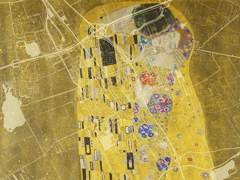 Map of Heerenveen with the Kiss by Gustav Klimt by De Kaartenwinkel