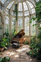 Dilapidated Victorian botanical greenhouse with wing