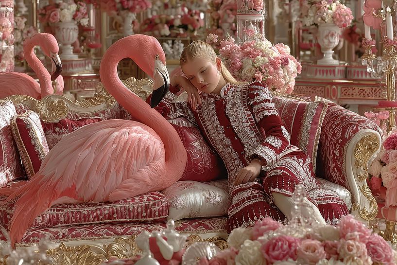 surrealist portrait woman with flamingo by Egon Zitter