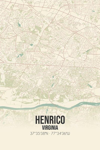 Carte ancienne de Henrico (Virginie), USA. par Affiches de lieux