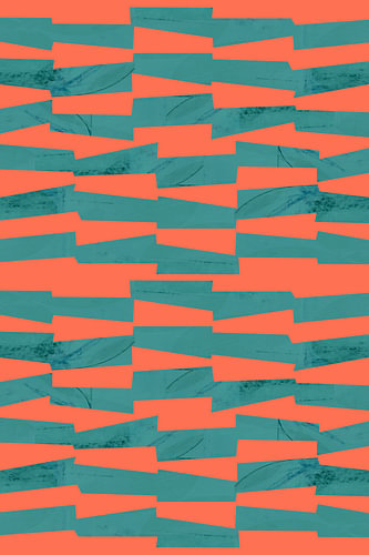 Stacked Coral Teal Shapes