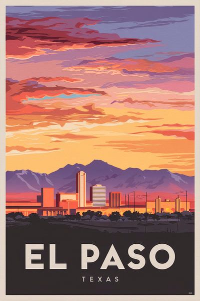 El Paso, Texas Vintage Travel Poster von Poster Art Shop