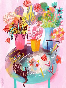 Creatief bureau met kat van uta krogmann