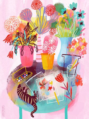 Creatief bureau met kat