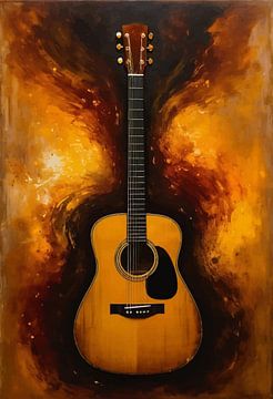 Akoestische gitaar abstracte kunst van MIROKKU