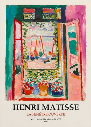 Vibrant Fauvist Style Art Poster of an Open Window with Sea View