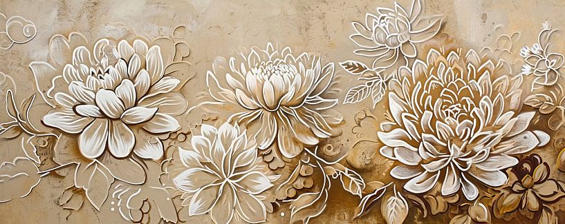 Beige Blumen von Kunst Laune