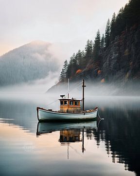 Eenzame boot op het meer van fernlichtsicht