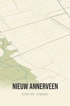 Vintage landkaart van Nieuw Annerveen (Drenthe) van Rezona