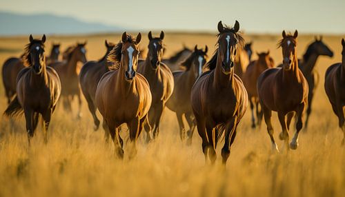 Kudde paarden panorama