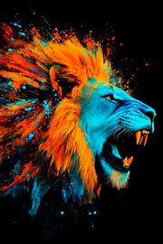 Lion vivant au design coloré sur Poster Art Shop