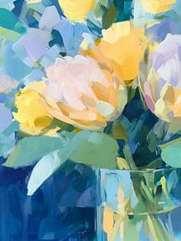 Bunte Blumenpracht in einer Glasvase von Color Square