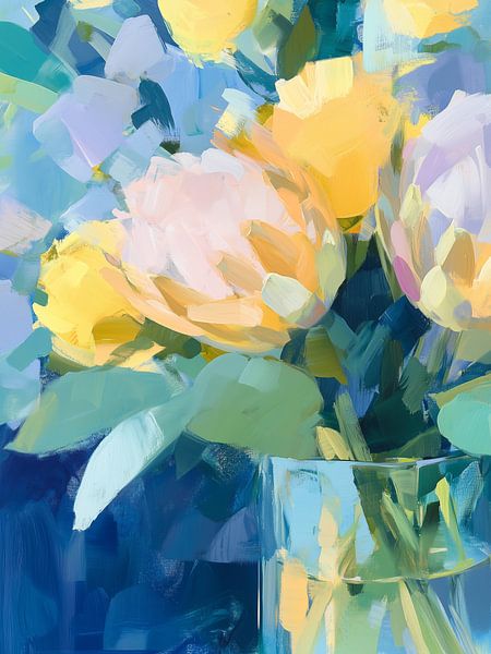 Colourful floral wealth in a glass vase by Color Square