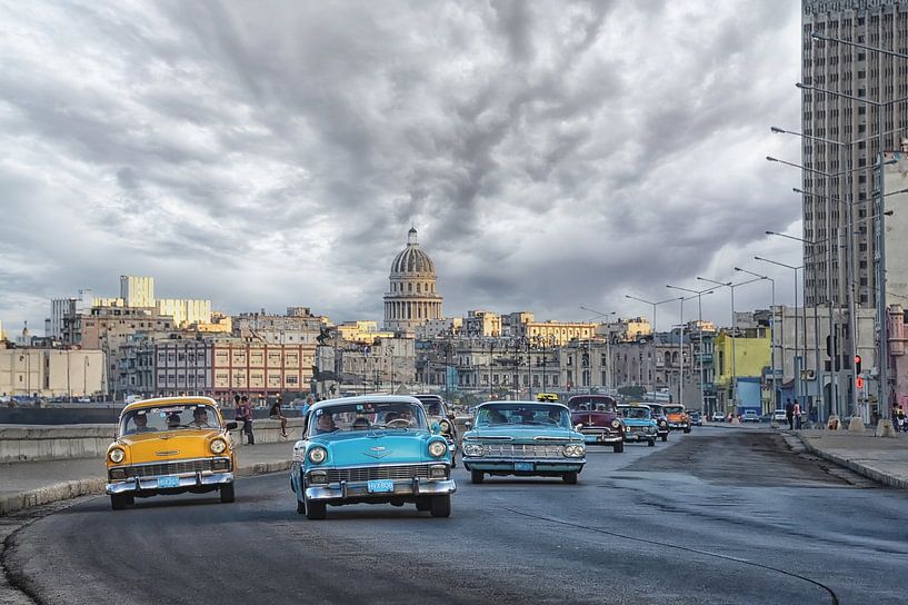 oldtimers on the boulevard of Havana by Tilly Meijer