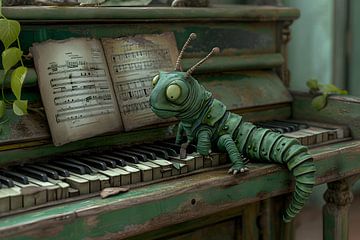 Caterpillar playing the piano by Heike Hultsch