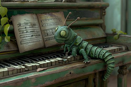 Caterpillar playing the piano