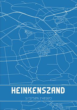 Blauwdruk | Landkaart | Heinkenszand (Zeeland) van MijnStadsPoster