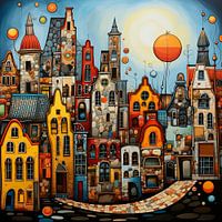 Sonnenbeschienene Stadt