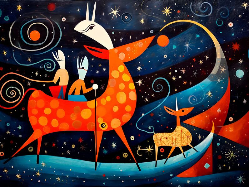 Santa surreal - Homage to Miró by Petra Dreiling-Schewe