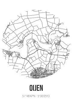 Oijen (North Brabant) | Map | Black and White by Rezona