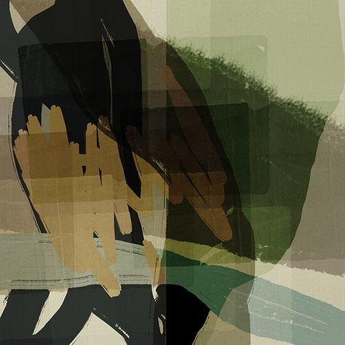 Minimalistisch abstract in salie en taupe