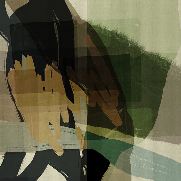 Minimalistisch abstract in salie en taupe van Abstract Minimalist Art